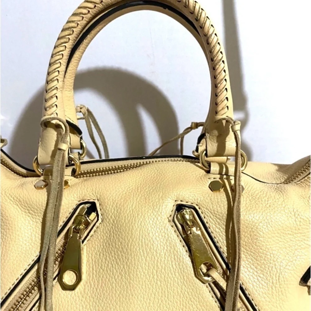 Rebecca minkoff beige leather satchel handbag